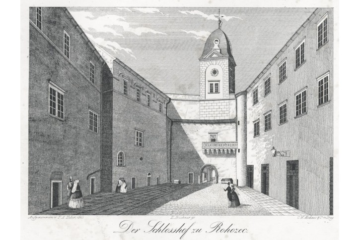 Hrub&yacute; Rohozec n&aacute;dvoř&iacute;, Heber, litografie, 1845