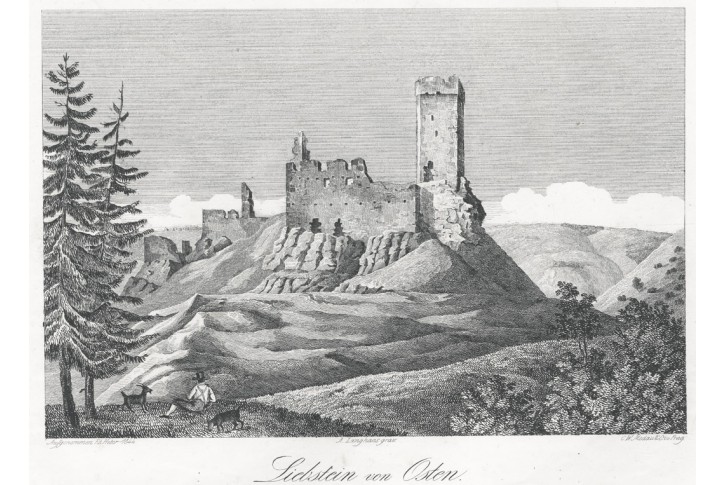 Lib&scaron;tejn od v&yacute;chodu, Heber, litografie, 1844