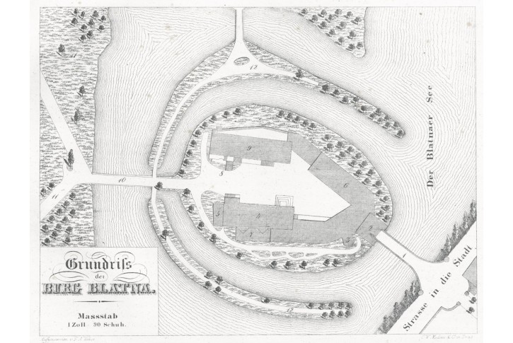 Blatn&aacute; půdorys, Heber, litografie, 1845