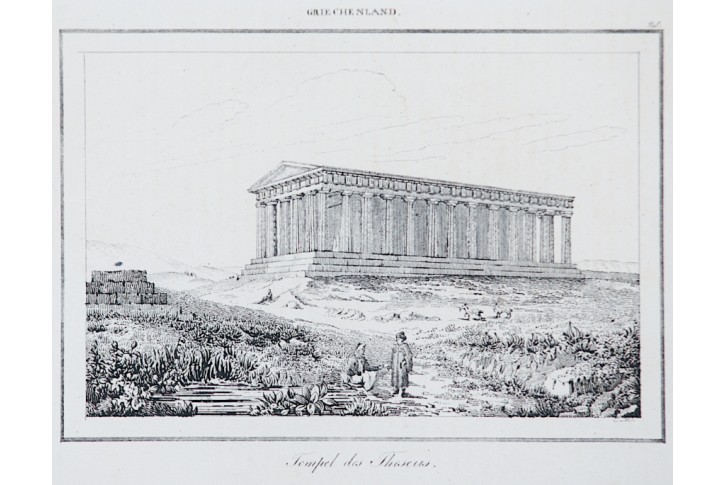 Atheny chrám Theseův, Le Bas, oceloryt 1840
