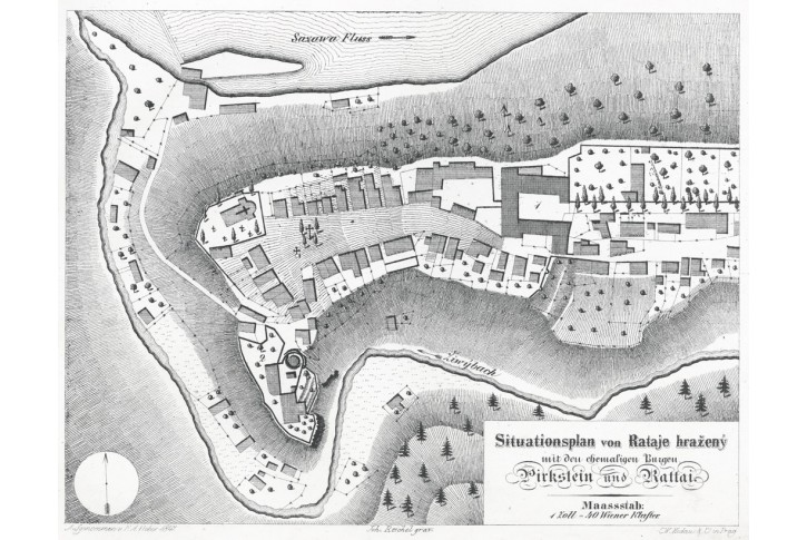 Rataje půdorys, Heber , litografie, (1848)