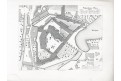 Jindřichův Hradec půdorys, Heber, litografie, 1846