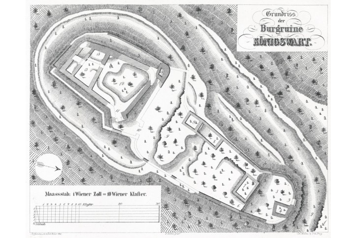 Kynžvart  půdorys, Heber , litografie, (1848)