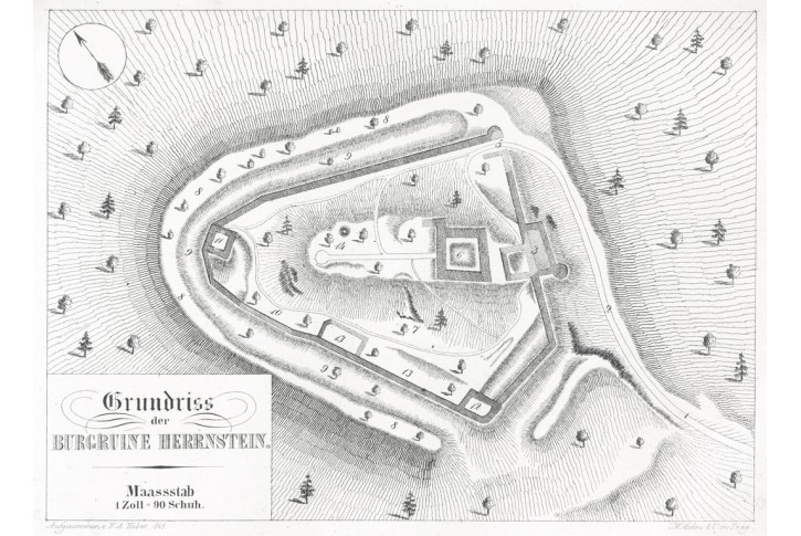 Herrnstein půdorys, Heber, litografie, 1846