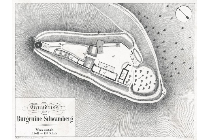 &Scaron;vamberk půdorys, Heber , litografie, 1846