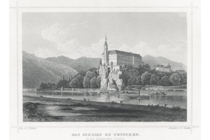 Děč&iacute;n, Ruthner, oceloryt, (1871)