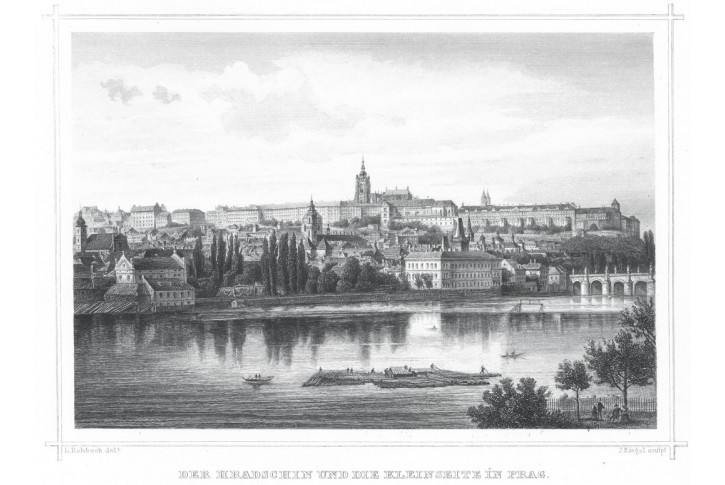 Praha Hradčany, Ruthner, oceloryt, (1871)
