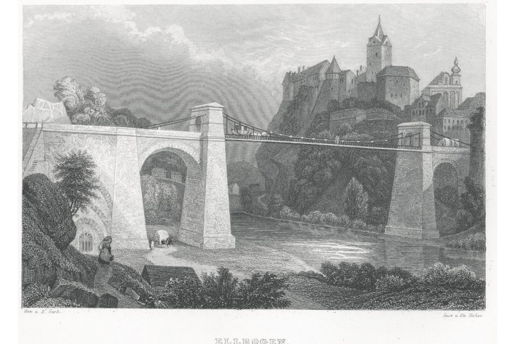 Loket řetězov&yacute; most, Weidman, oceloryt, 1840