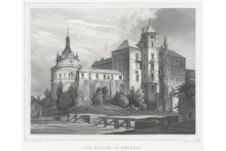 Jindřichův Hradec, Lange, oceloryt, 1842