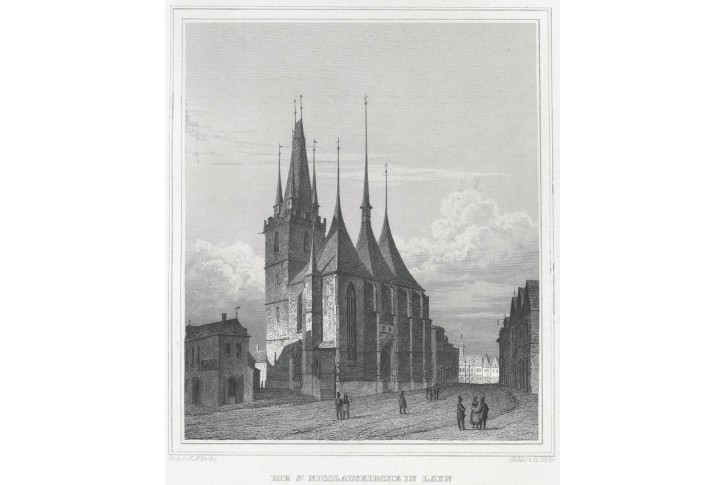 Louny kostel sv. Mikul&aacute;&scaron;e, Lange, oceloryt, 1842
