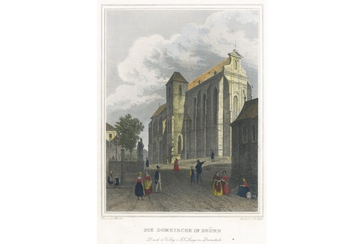 Brno Domkirche , Lange, kolor. oceloryt, 1842