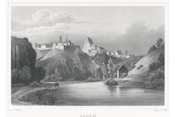 Znojmo, Lange, oceloryt, 1848