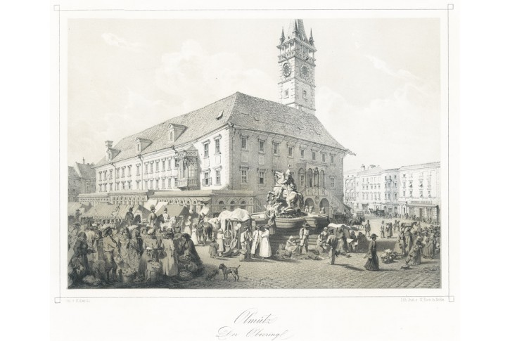 Olomouc N&aacute;měst&iacute;, Haun, litografie, 1857