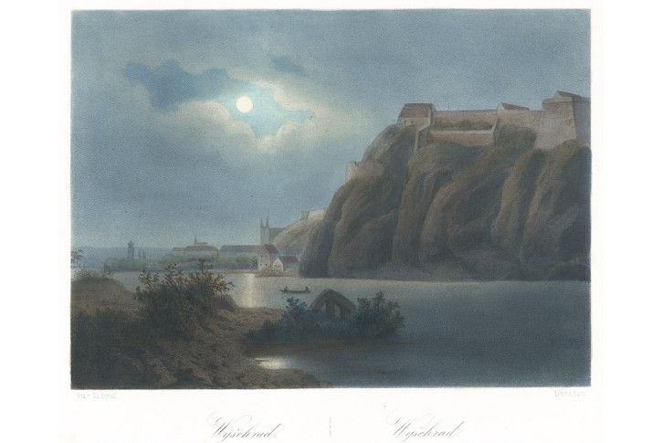 Praha Vy&scaron;ehrad , Haun, kolor. litografie, 1860
