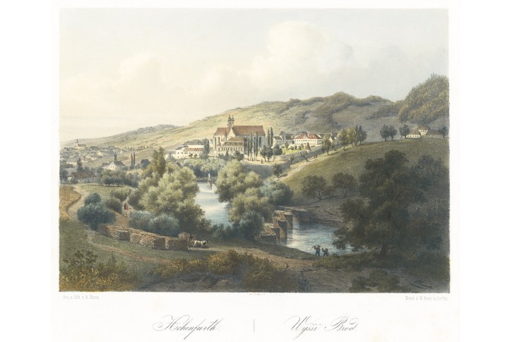 Vy&scaron;&scaron;&iacute; Brod, Haun, kolor. litografie, 1860