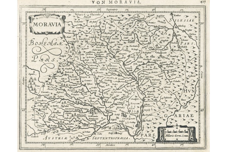 Janssonius mal&yacute;, Moravia, mědiryt, 1628