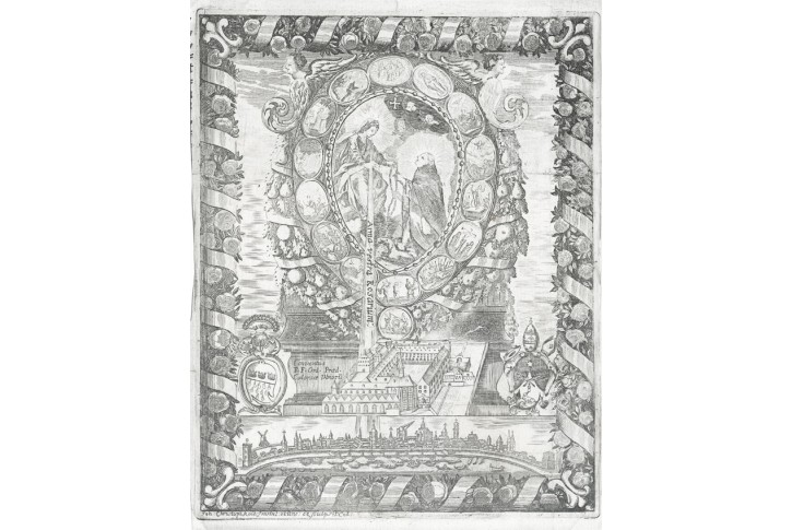Kol&iacute;n nad R. Sv. Dominik růženec, mědiryt, (1720)