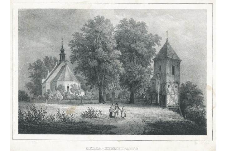 Poděbrady kostel , Semmler, litografie, 1845