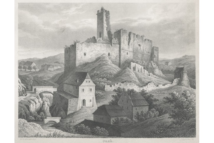 Okoř , Mikovec, oceloryt 1860