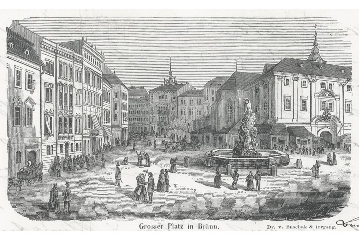 Brno n&aacute;městi, xylografie, (1859)