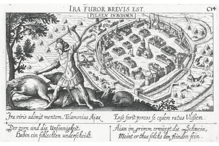 Plzeň, Meissner, mědiryt, 1678