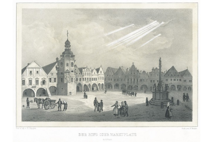 Hostinn&eacute; n&aacute;měst&iacute;, Semmler, litografie, 1845