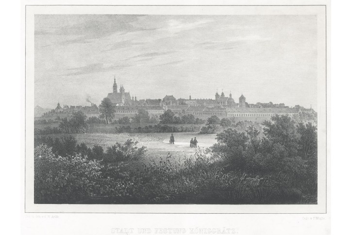 Hradec Kr&aacute;lov&eacute;, Semmler, litografie, 1845