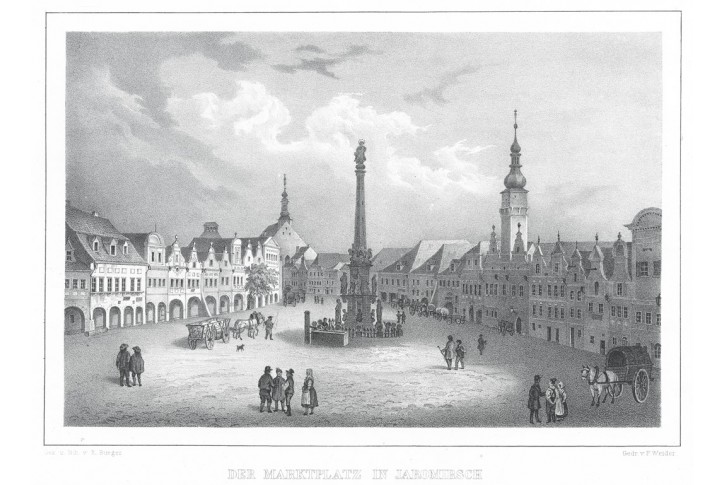 Jaroměř n&aacute;měst&iacute;, Semmler, litografie, 1845