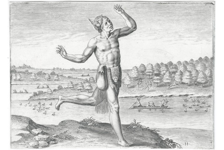 Indi&aacute;nsk&yacute; kouzeln&iacute;k, de Bry,  mědiryt, 1595