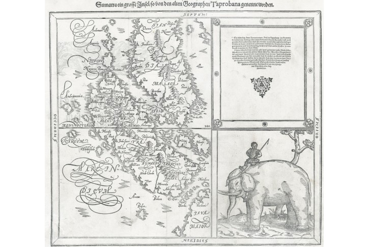 Sumatra. M&uuml;nster, dřevořez, (1590)