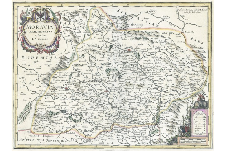 Janssonius - Moravia, Komensk&yacute;, mědiryt, 1630