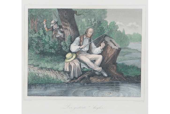 Rybář, kolor. oceloryt, 1860