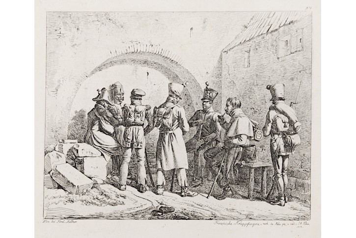 Klein J.A.: Francouzší zajatci, lept, 1814