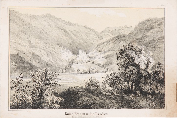 Peggau bei Gratz, Kuwasegg, litografie, 1850