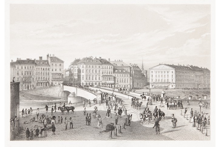 Wien Ferdinandsbrücke, litografie, 1850