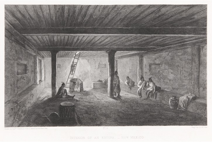 indiánská chýše, oceloryt, 1850