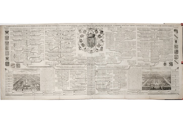 Braunschweig Hanover, genealogie, mědiryt , 1718