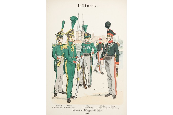 Lübeck 1831,kolor. litografie, 1890