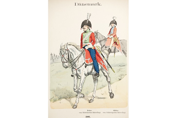 Dánsko 1801, kolor. litografie, 1890