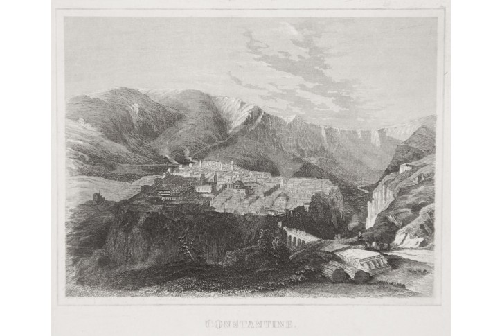 Constantine, Alžírsko, oceloryt, 1840