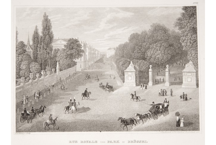 Brussel park, Meyer, oceloryt, 1840