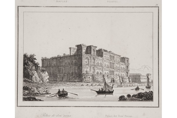 Napoli palazzo  Anna, Le Bas, oceloryt 1840
