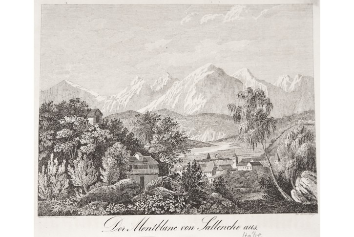 Sallanches Montblanc, Medau, litografie, (1850)