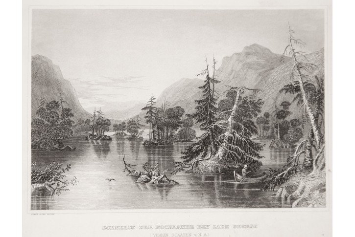Lake George , Meyer, oceloryt, 1850