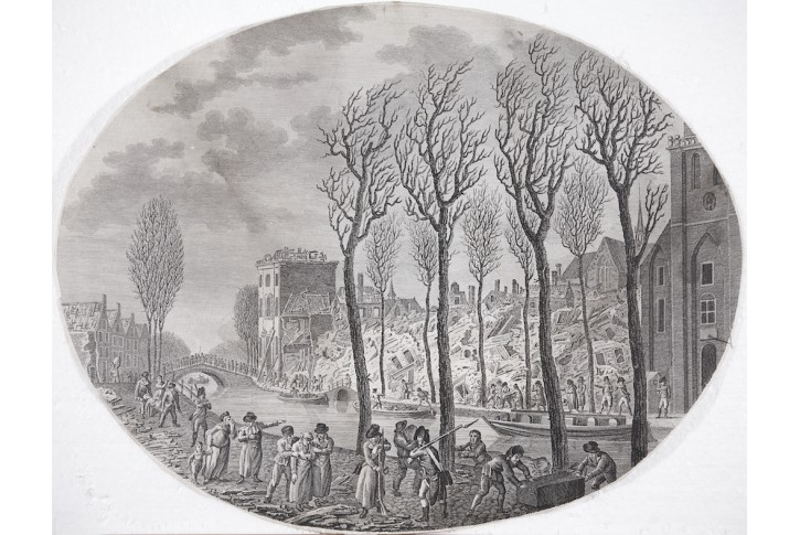 Leiden výbuch lodi 1807, mědiryt , 1810
