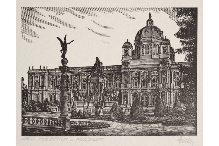 Wien Naturhistorisches Museum, dřevoryt, (1930)