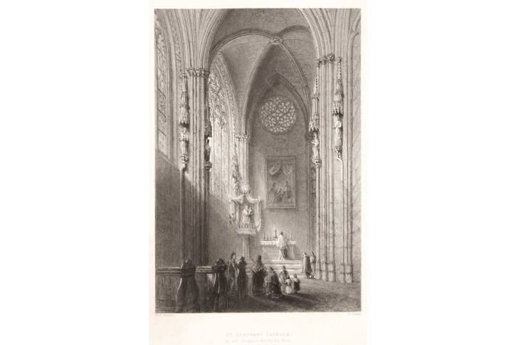 Wien  st. Stephans Kapelle, oceloryt, (1850)