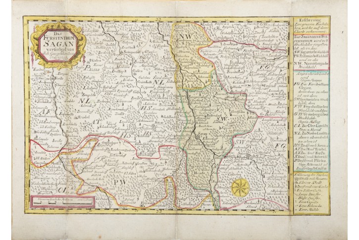 Schreiber : Sagan, kolorovaný mědiryt, 1749