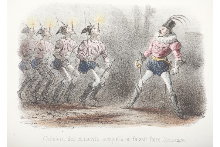 Na cvičišti , kolor. litografie, (1840)