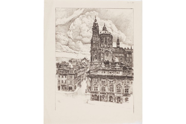 Praha Sv.Mikuláš, Engelmüller, litografie , (1920)